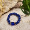 Bague en perles de bois bleu marine