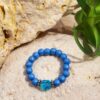 Bague en perles de bois bleu azur